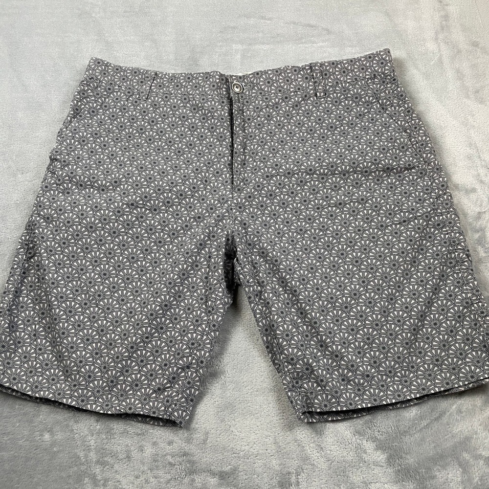 WRK Matteo Gottardi Mens 38 Chino Shorts Gray White Geometric Fan Print Cotton